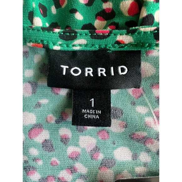 Torrid Green Printed Short Sleeve A-line Polka Dot Stretch Wrap Midi Dress 1X - Picture 5 of 15